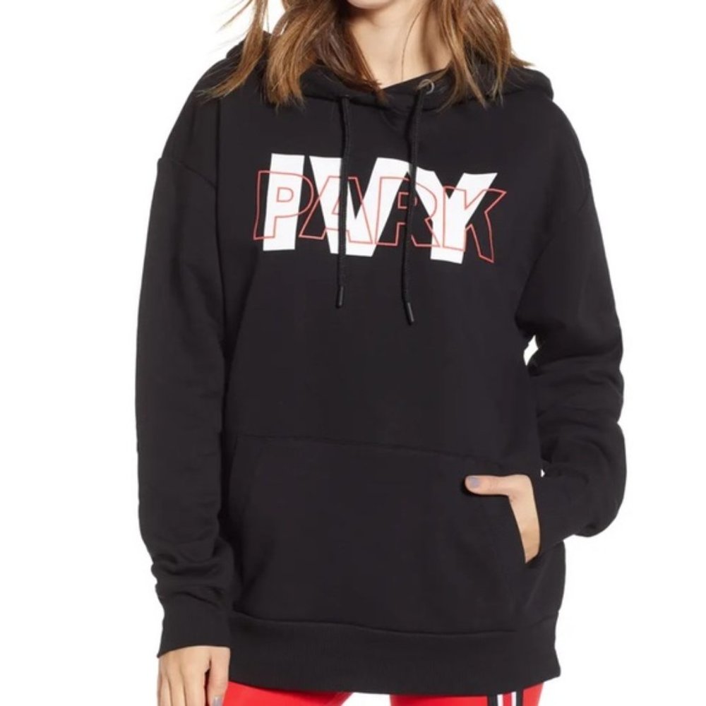 Ivy Park Layered Logo Graphic Oversized Pullover Sweatshirt Hoodie Small‎